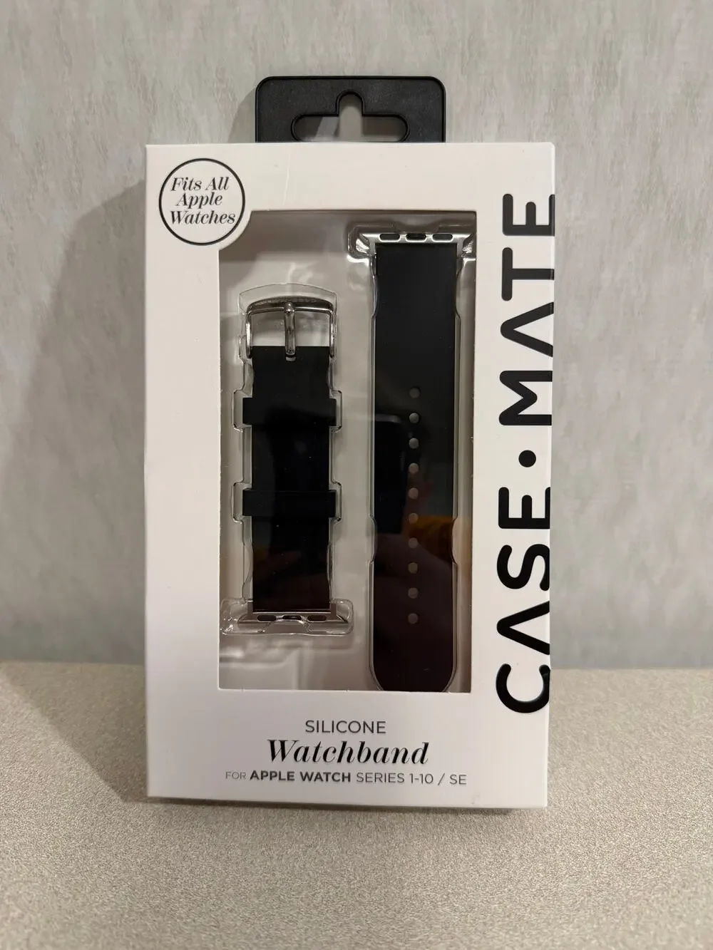 Case-Mate Silicone Watchband Apple Watch Series 1-10 SE Black Fits All Sizes